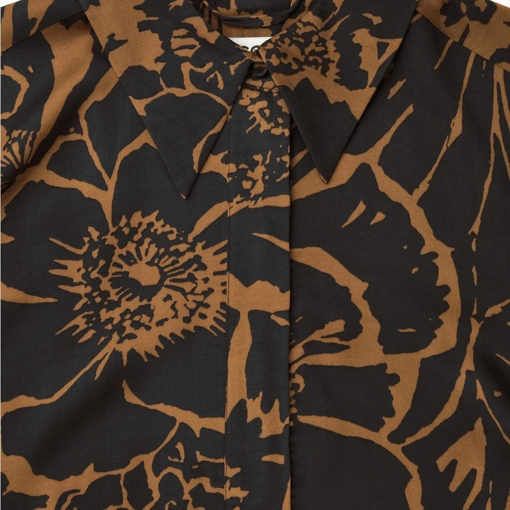 COS Black and Brown Printed Midi Shirt Dress - Picture 5 of 6